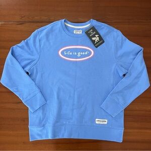🌈 Life Is Good Oval Logo Crewneck Blue Sweatshirt 💙 NWT Women’s L